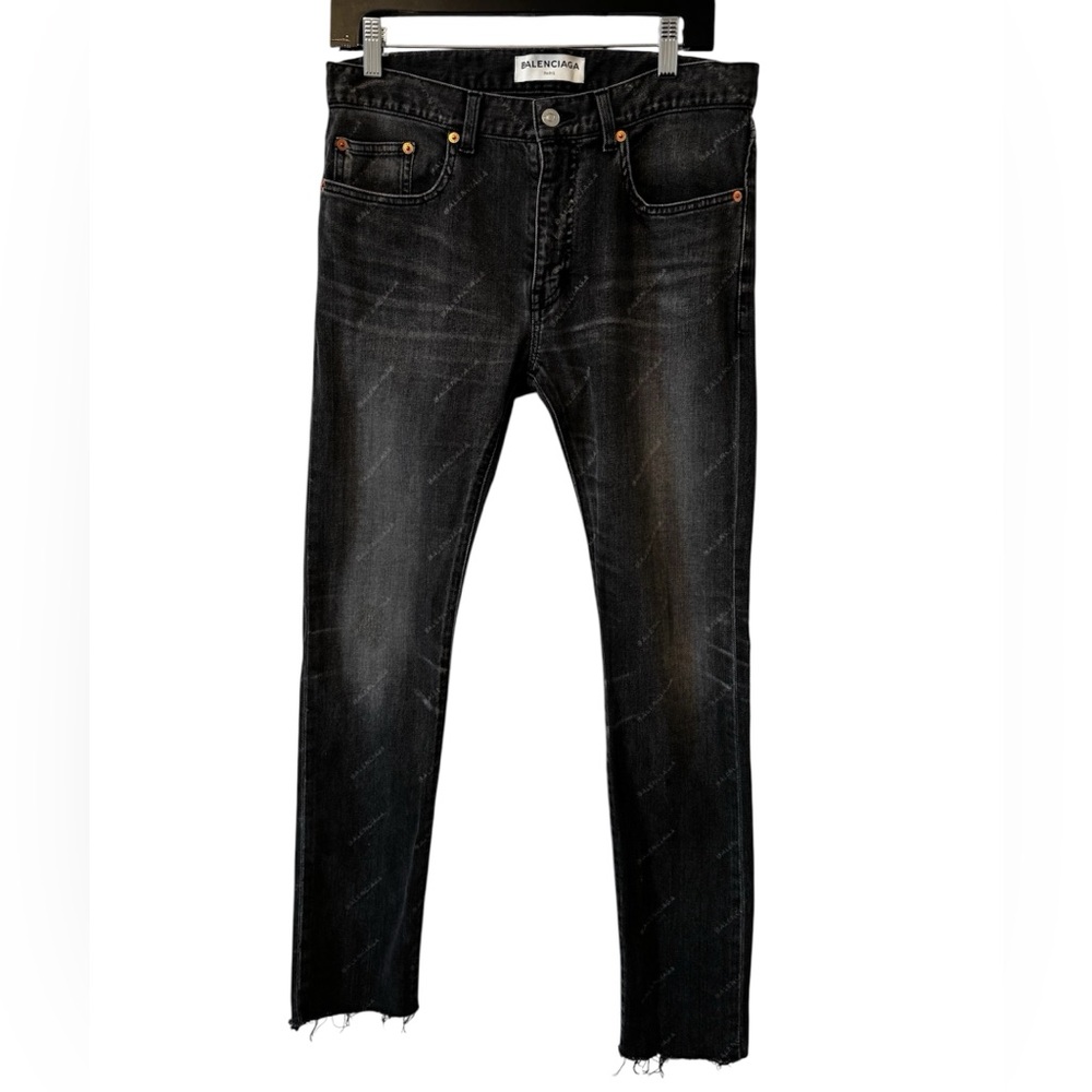 Balenciaga Woman’s Faded Black All Over Print Jean